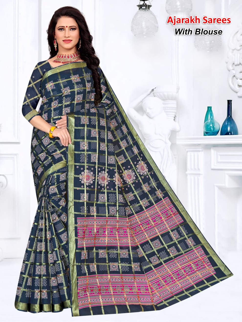 Ajarakh 01 Ethnic Wear Wholesale Printed Saree Catalog
